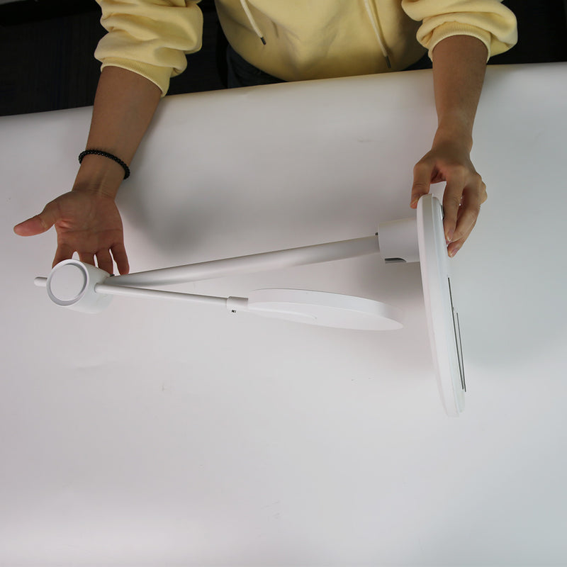 LED Desk Lamp with Wireless Charger, Eye-Caring Table Lamp, Stepless Dimming Modes, 5 Color Modes, Adjustable Swing Arm, Auto-Off Timer, RGB Ambience Night Light, for Home Office & Reading